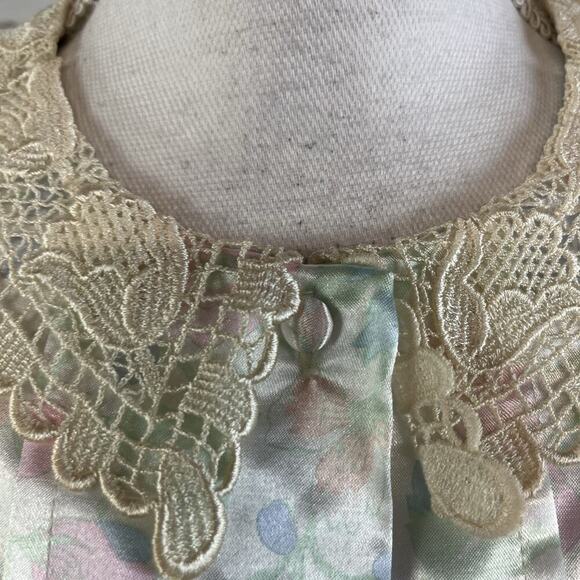 Vintage Erika Taylor Intimates Housecoat Dress Gown sz Medium Lace Collar Satin - Picture 5 of 12